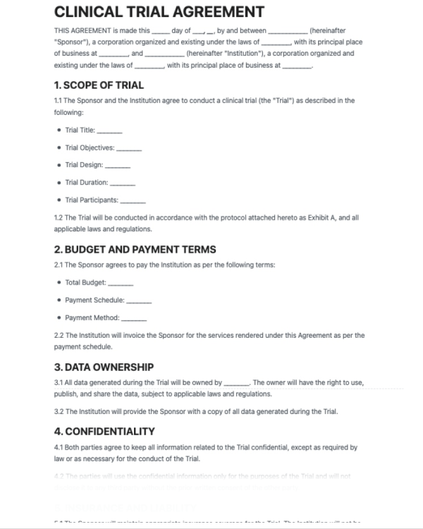 Clinical Trial Agreement (CTA)