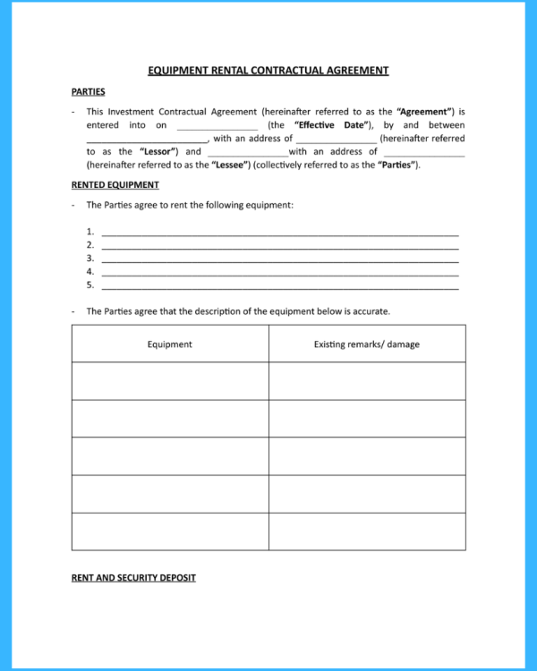 Medical Equipment Lease Agreement