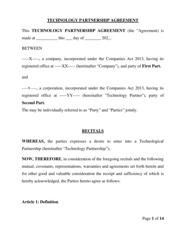 Technology Partnership Agreement